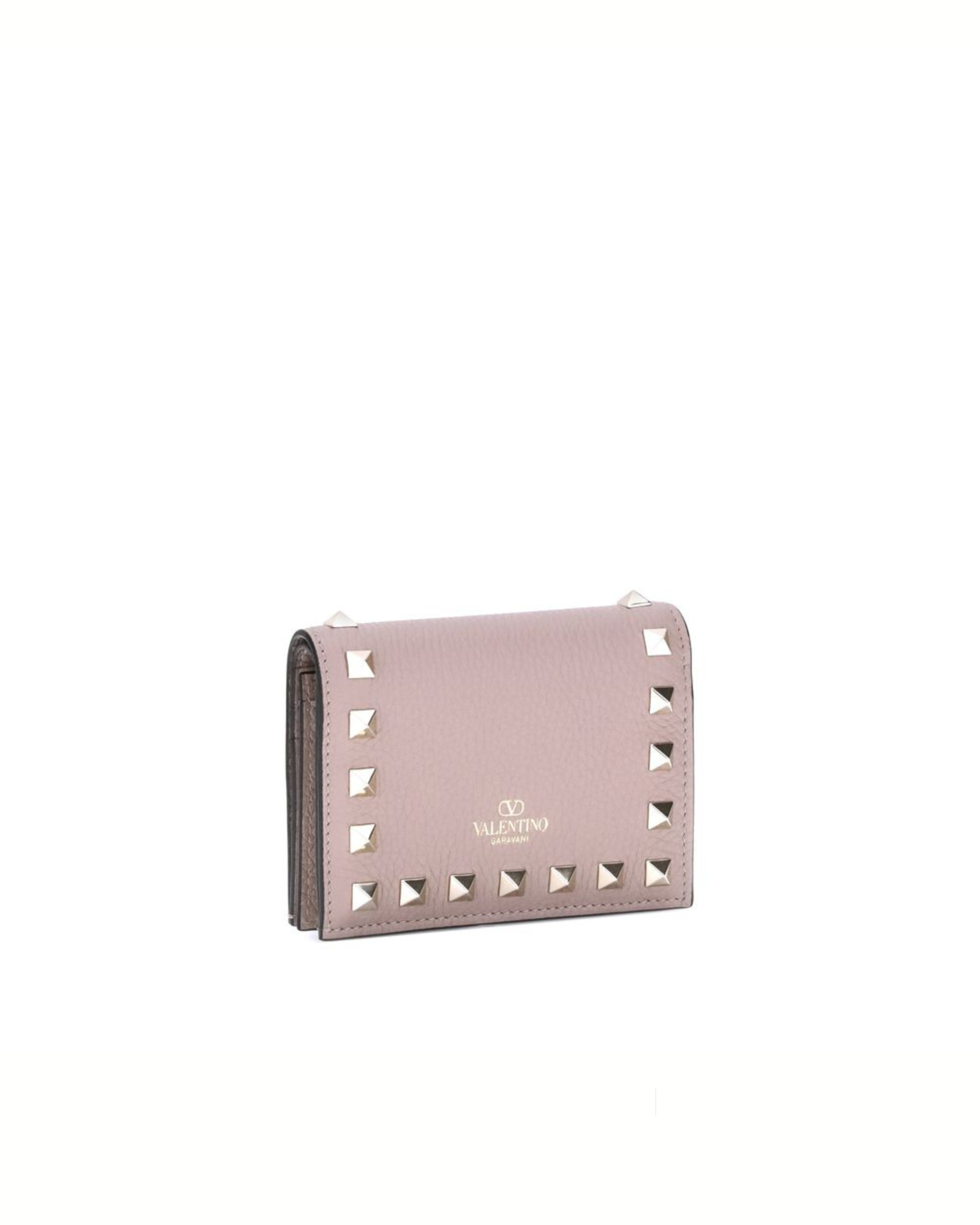 Valentino Garavani - Rockstud Wallet in Pelle Rosa con Borchie