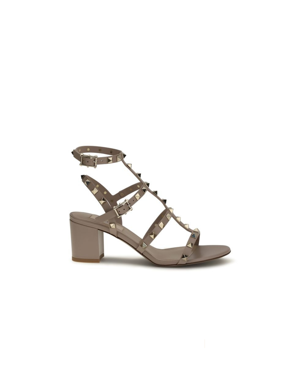 Valentino Garavani – Sandali Rockstud in Pelle di Vitello Tortora con Tacco 60 mm