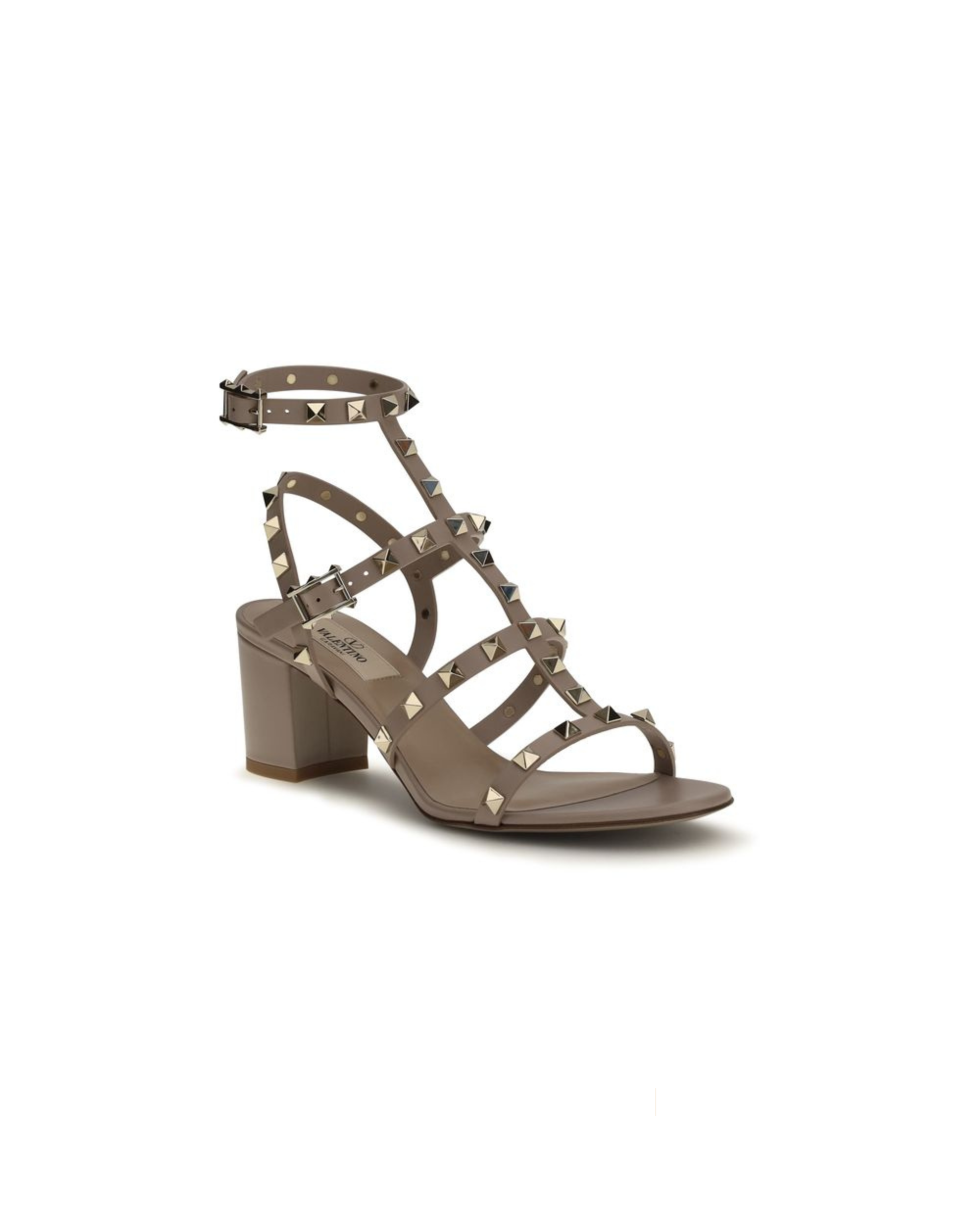 Valentino Garavani – Sandali Rockstud in Pelle di Vitello Tortora con Tacco 60 mm