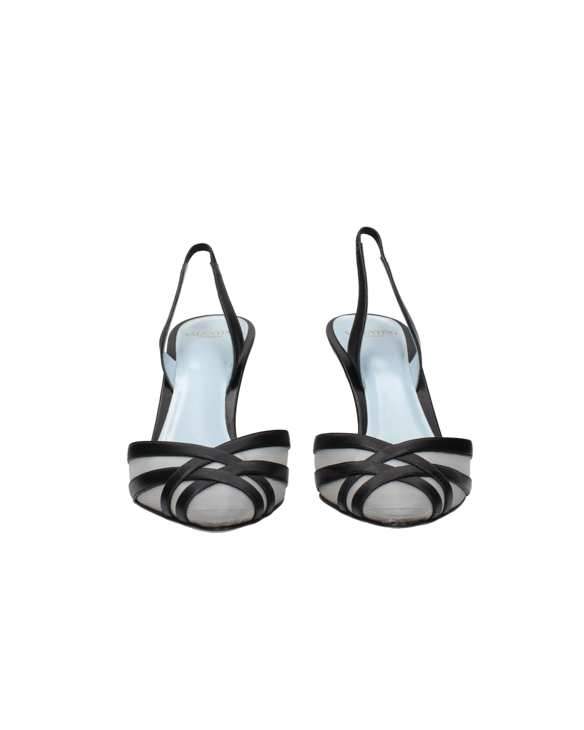 Valentino Garavani – Slingback in Pelle e Tulle con Tacco Alto