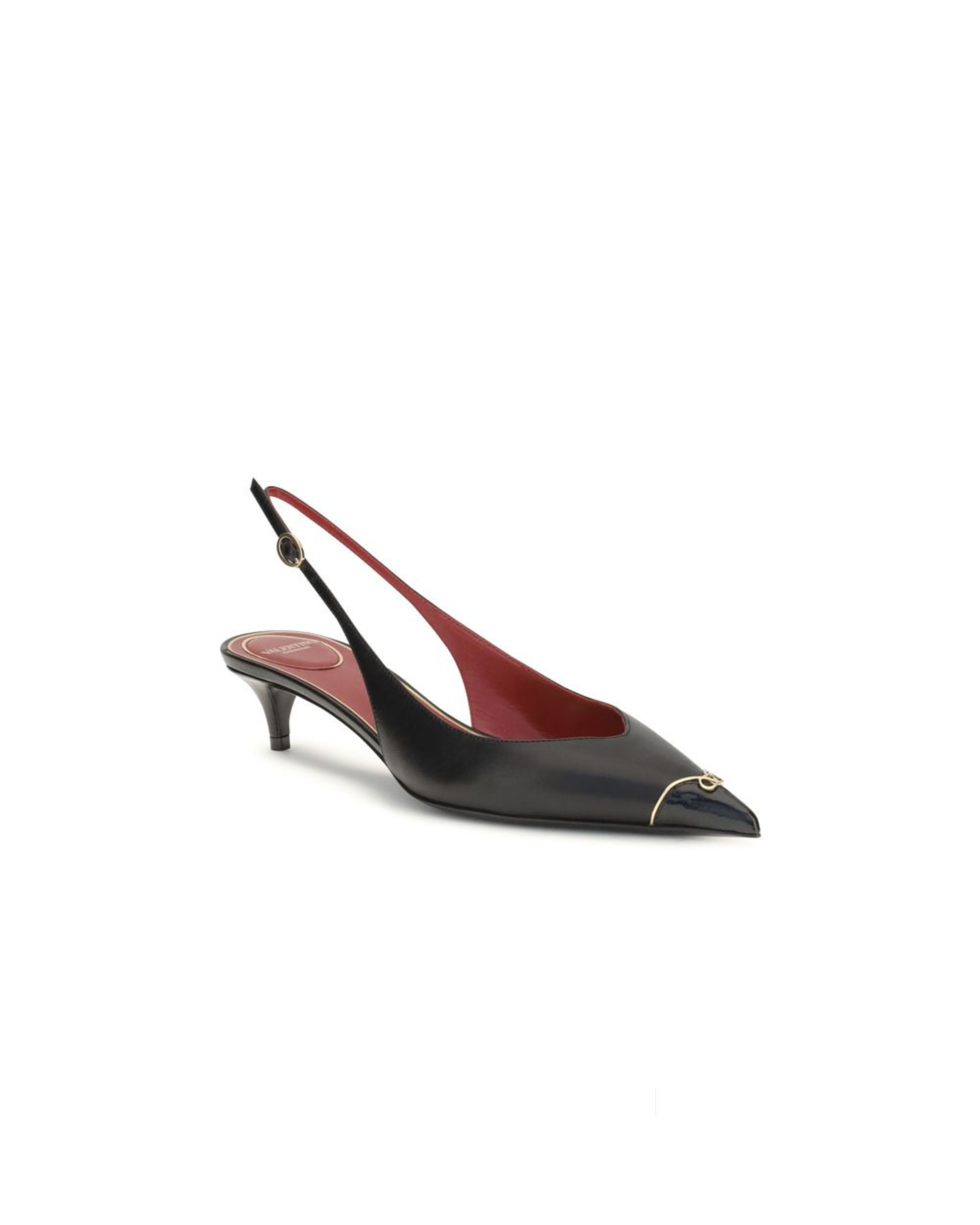 Valentino Garavani – Slingback VLogo Signature in Pelle Nera con Tacco Kitten