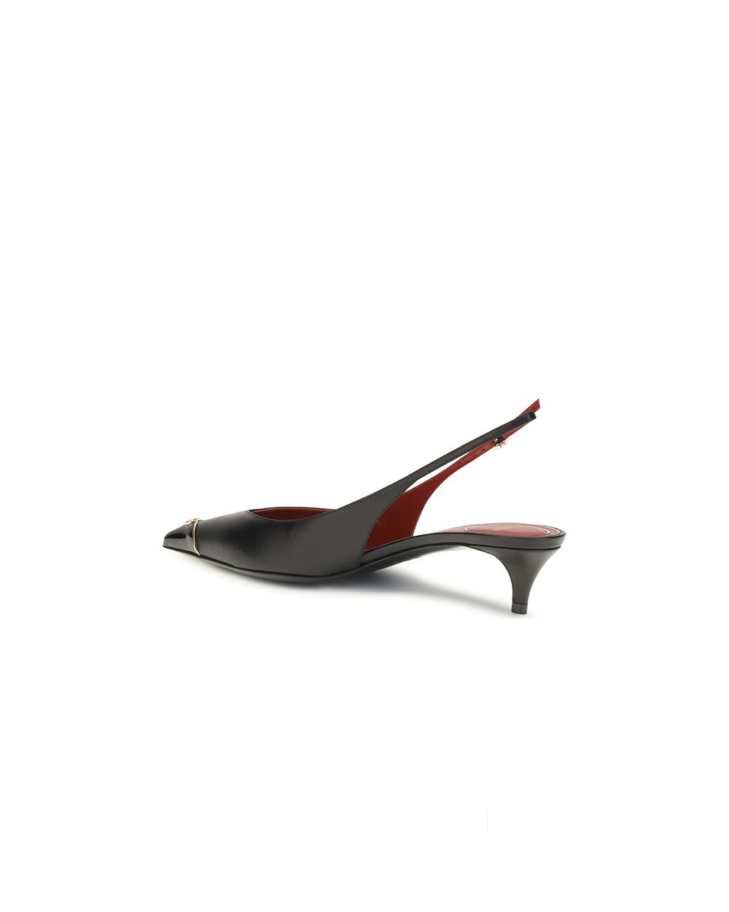 Valentino Garavani – Slingback VLogo Signature in Pelle Nera con Tacco Kitten