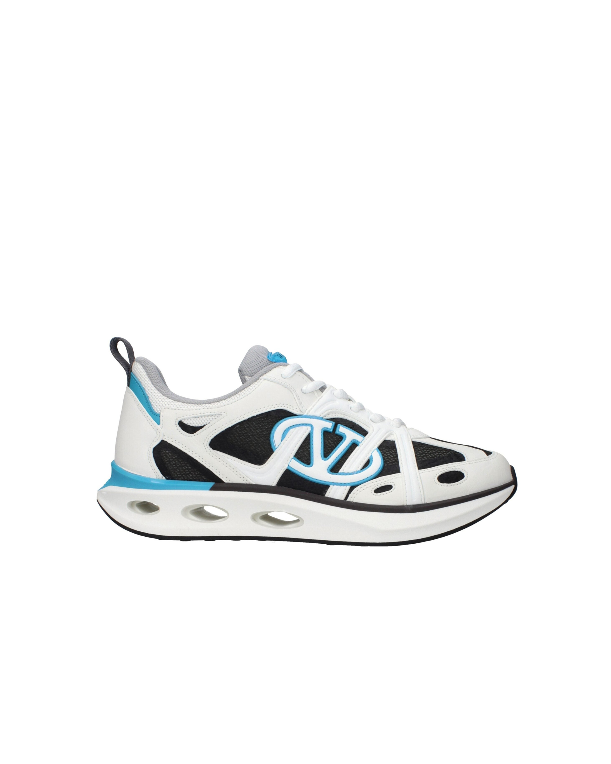 Valentino Garavani – Sneakers in Tessuto Tecnico e Pelle con Maxi VLogo Azzurro