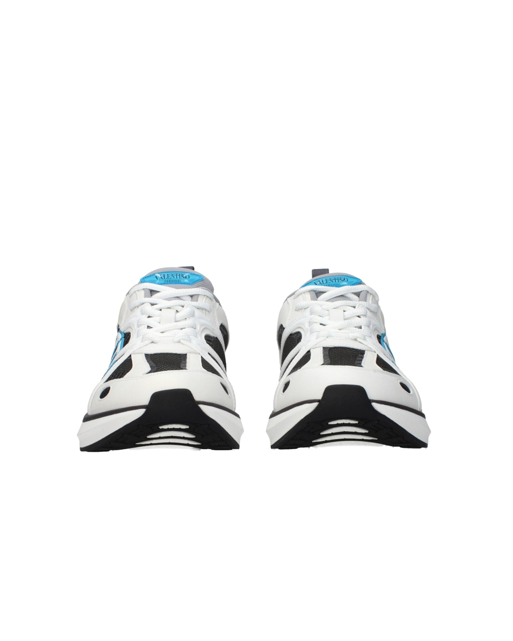 Valentino Garavani – Sneakers in Tessuto Tecnico e Pelle con Maxi VLogo Azzurro
