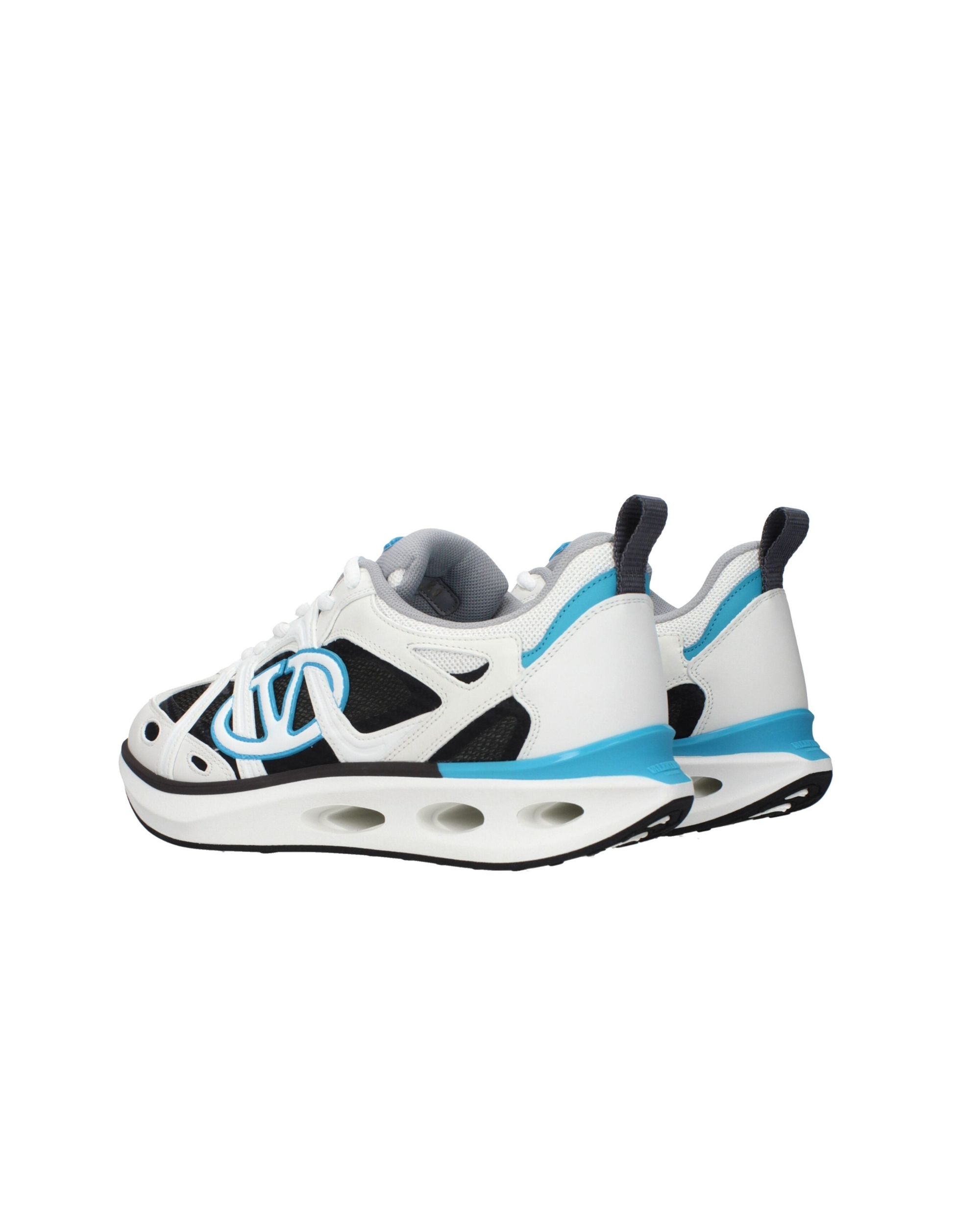 Valentino Garavani – Sneakers in Tessuto Tecnico e Pelle con Maxi VLogo Azzurro