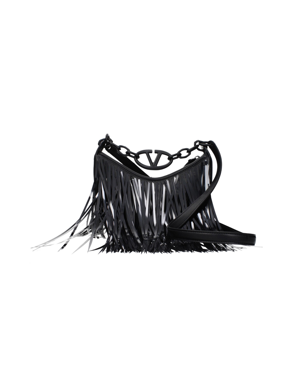 Valentino Garavani – VLogo Fringe Leather Shoulder Bag