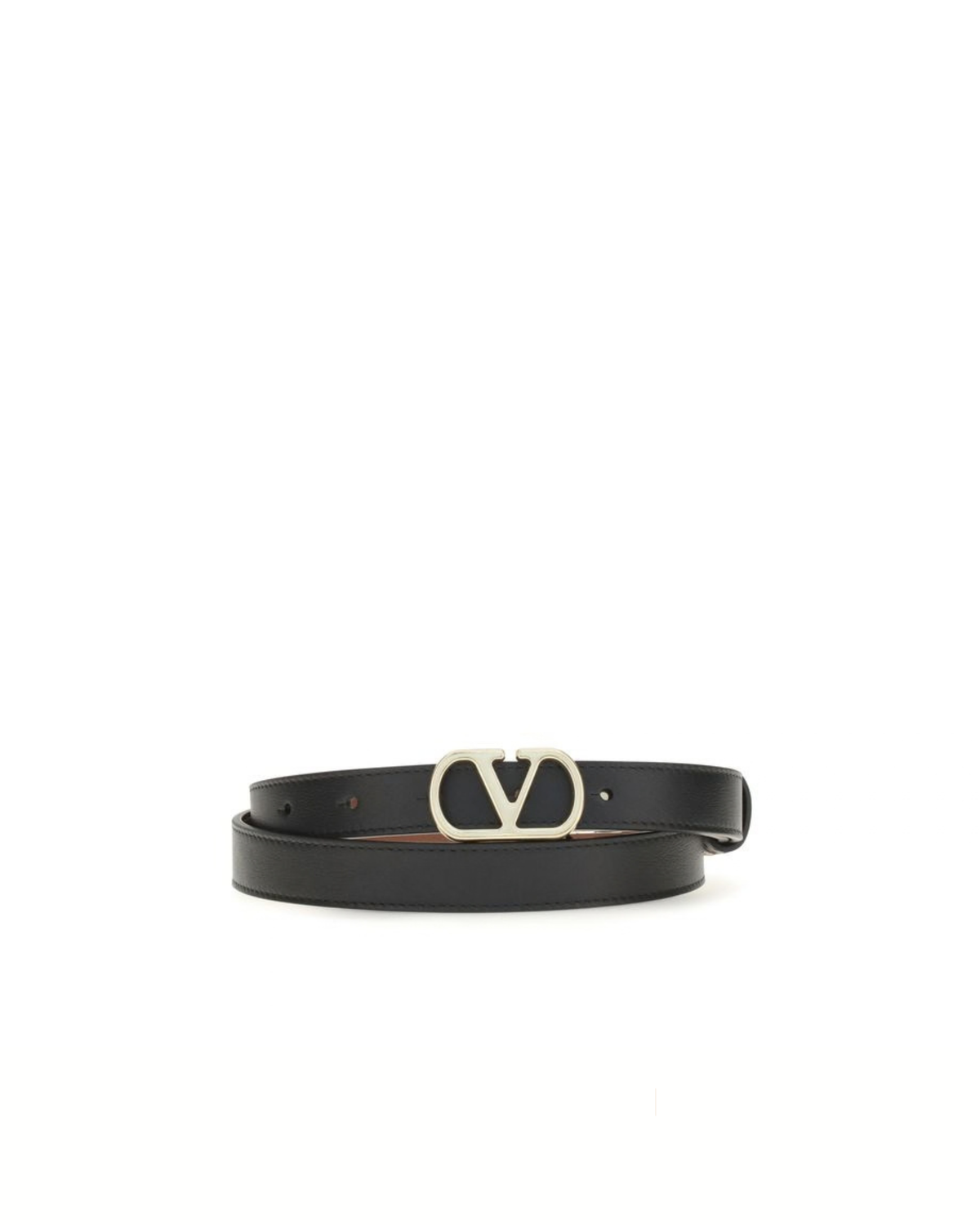 Valentino Garavani VLogo Signature Cintura Reversibile Nera e Marrone in Pelle