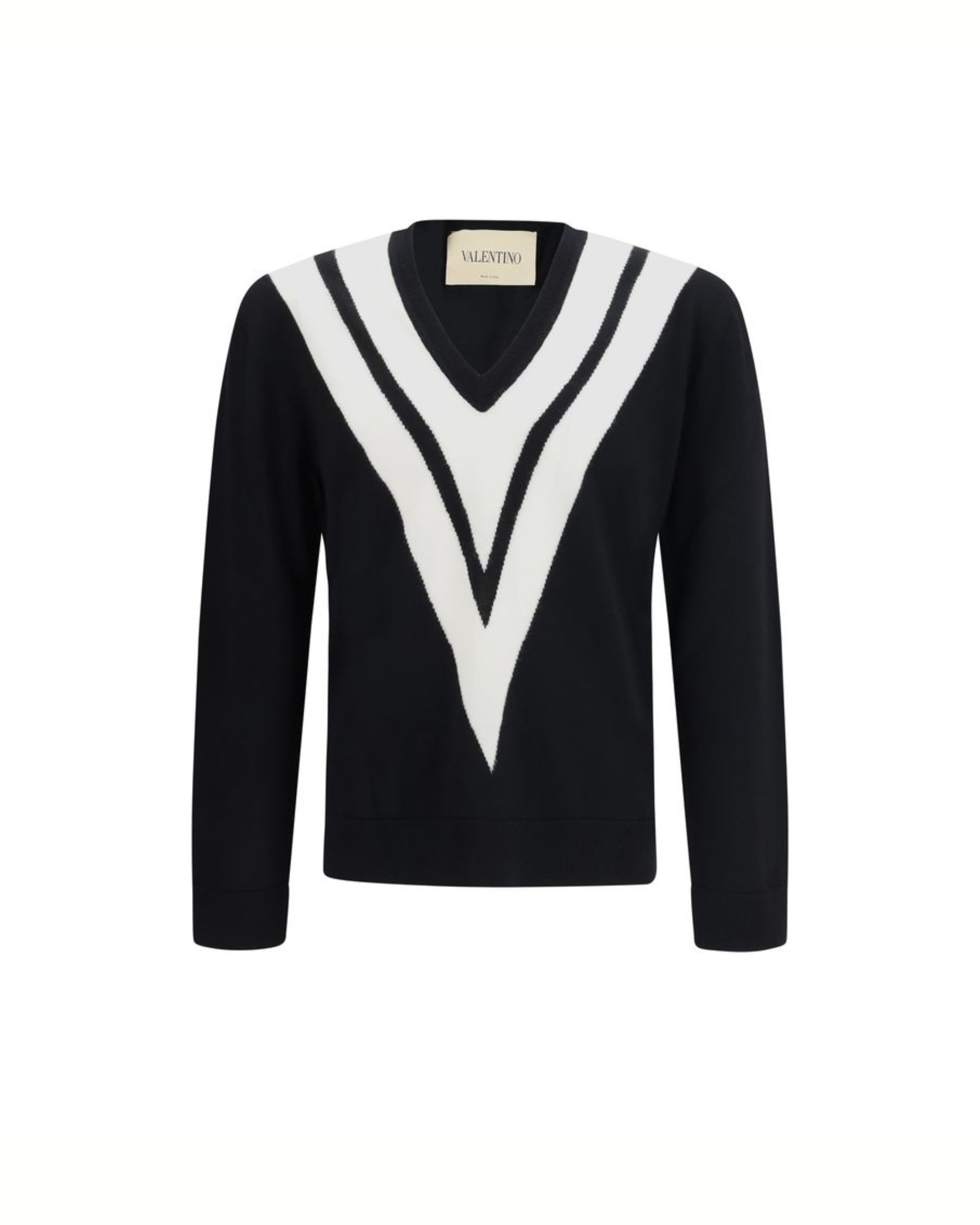 Valentino Maglione V Intarsia in Lana Vergine