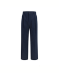 Blue Cotton Casual Pants