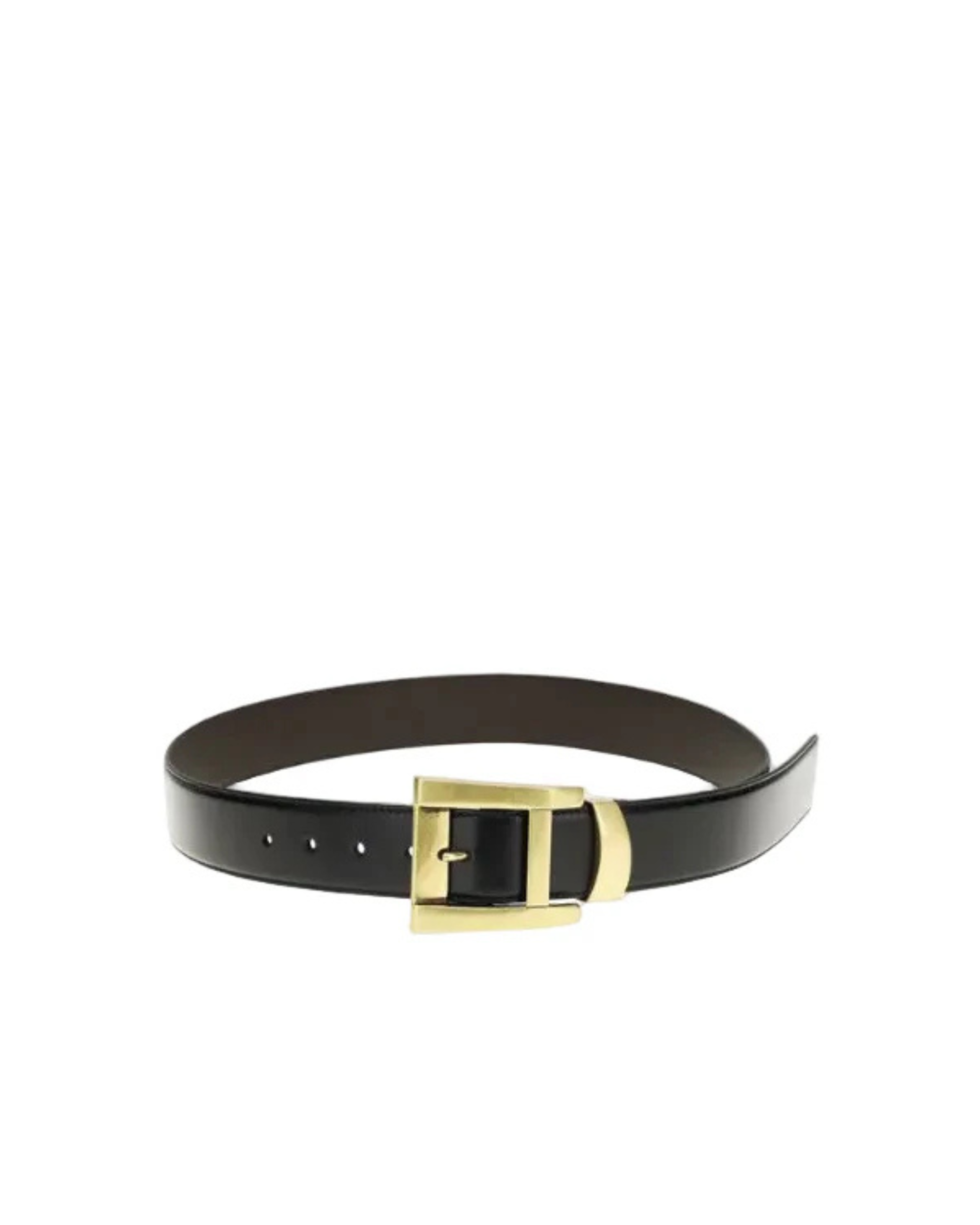Versace – Leather Belt with Gold Buckle Black