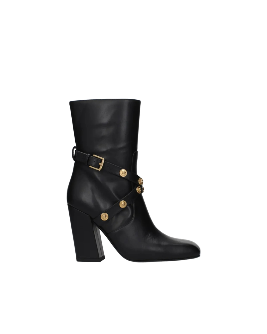 Versace – Leather High Heel Ankle Boots Black