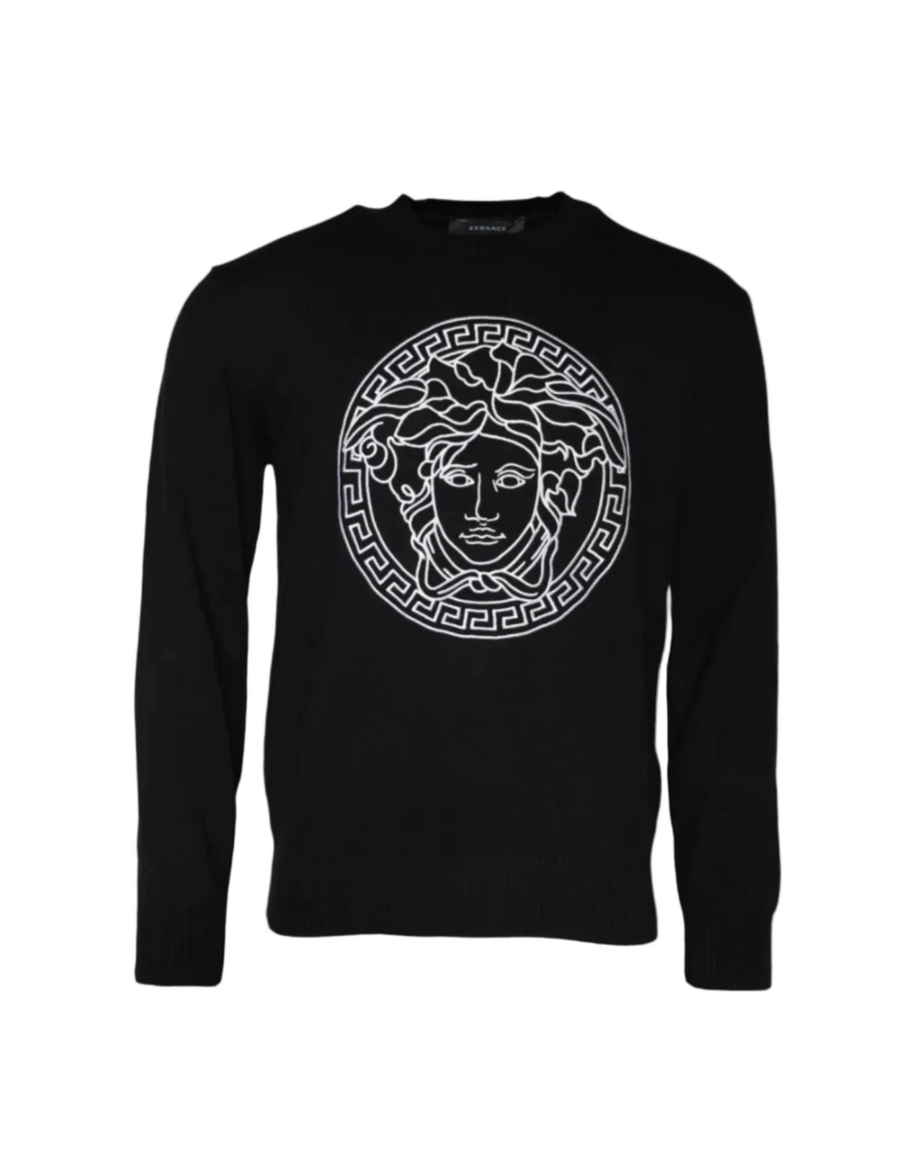 Versace – Medusa Embroidered Cotton Sweater Black