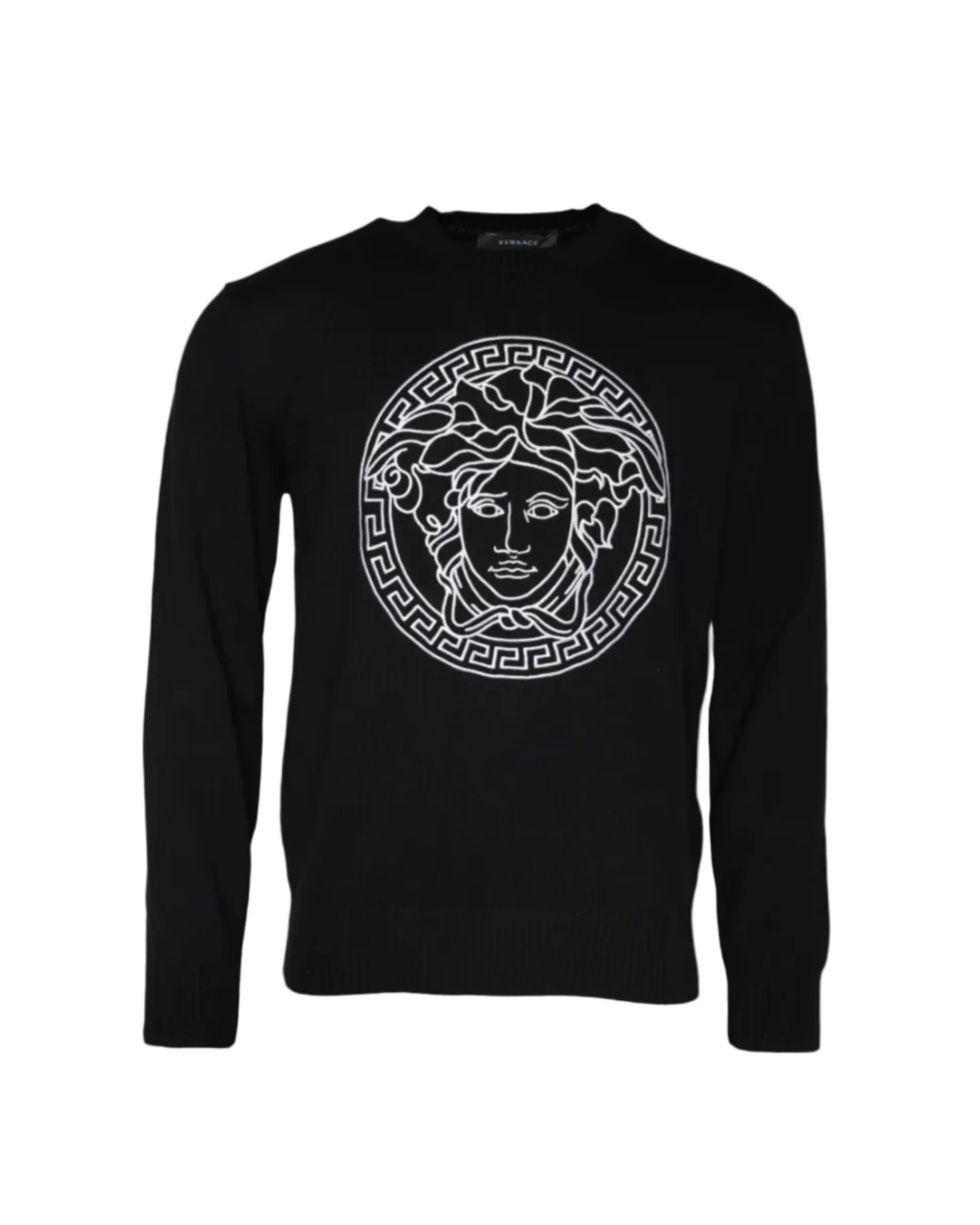 Versace – Medusa Embroidered Cotton Sweater Black