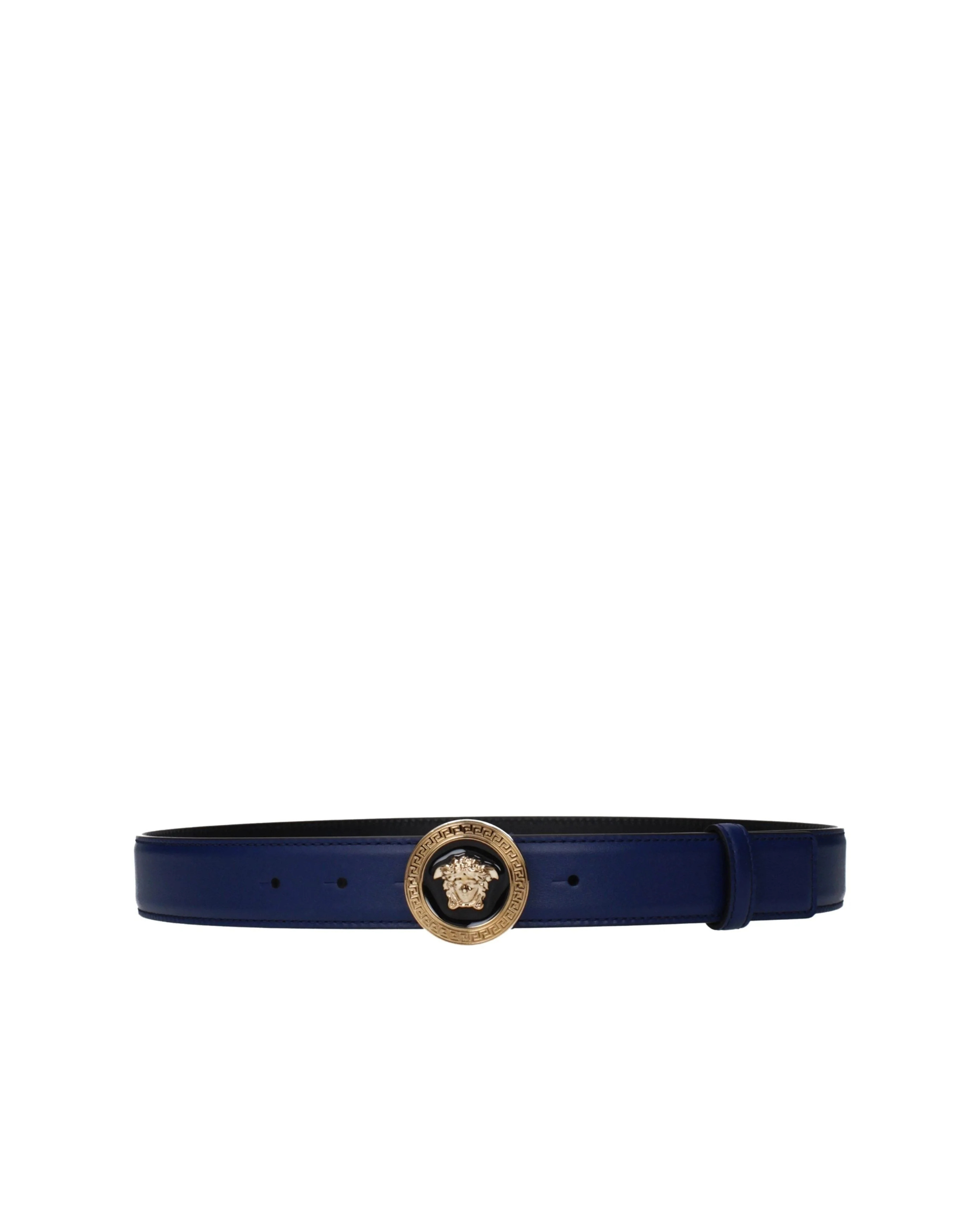 Versace – Medusa Heritage Leather Belt Blue