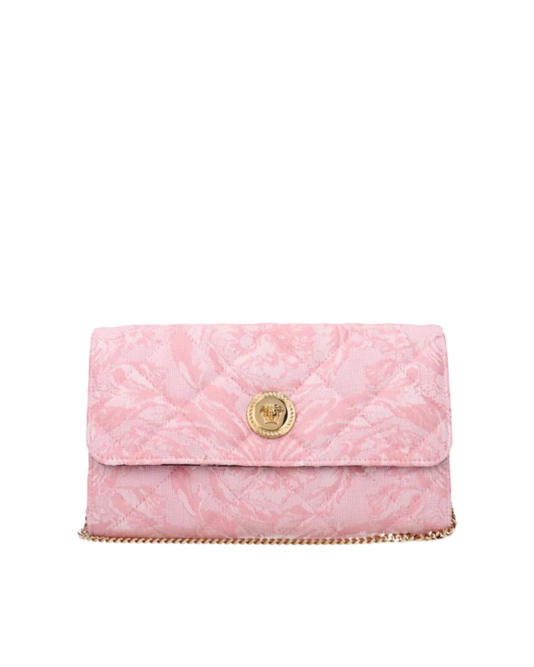 Versace – Barocco Quilted Chain Clutch Pink