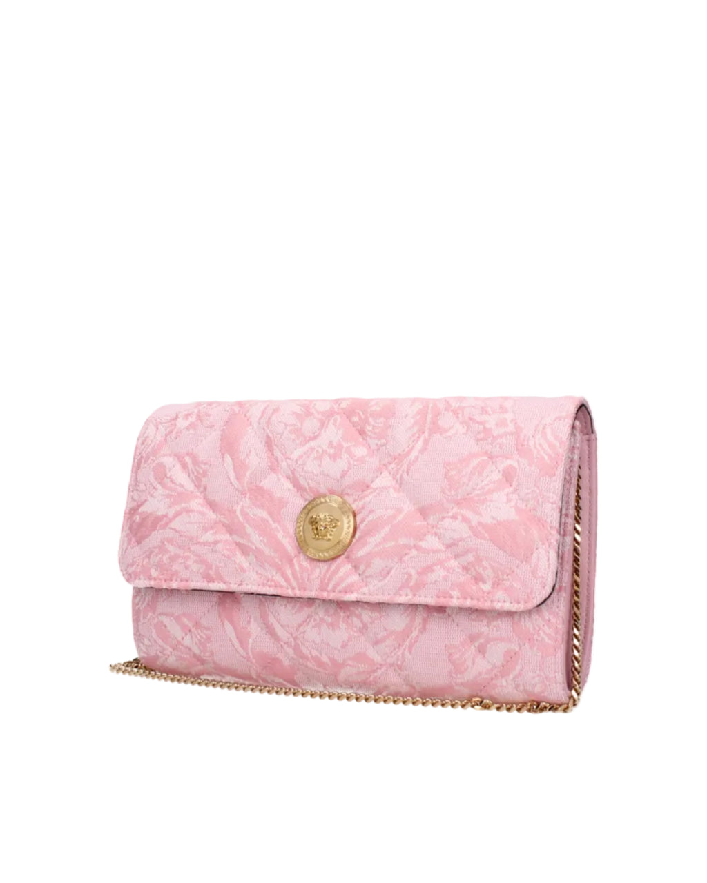 Versace – Barocco Quilted Chain Clutch Pink