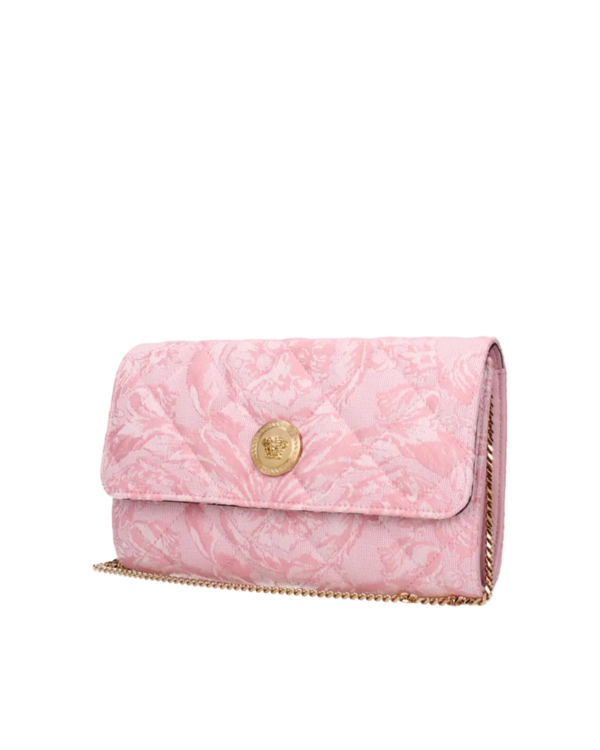 Versace – Barocco Quilted Chain Clutch Pink