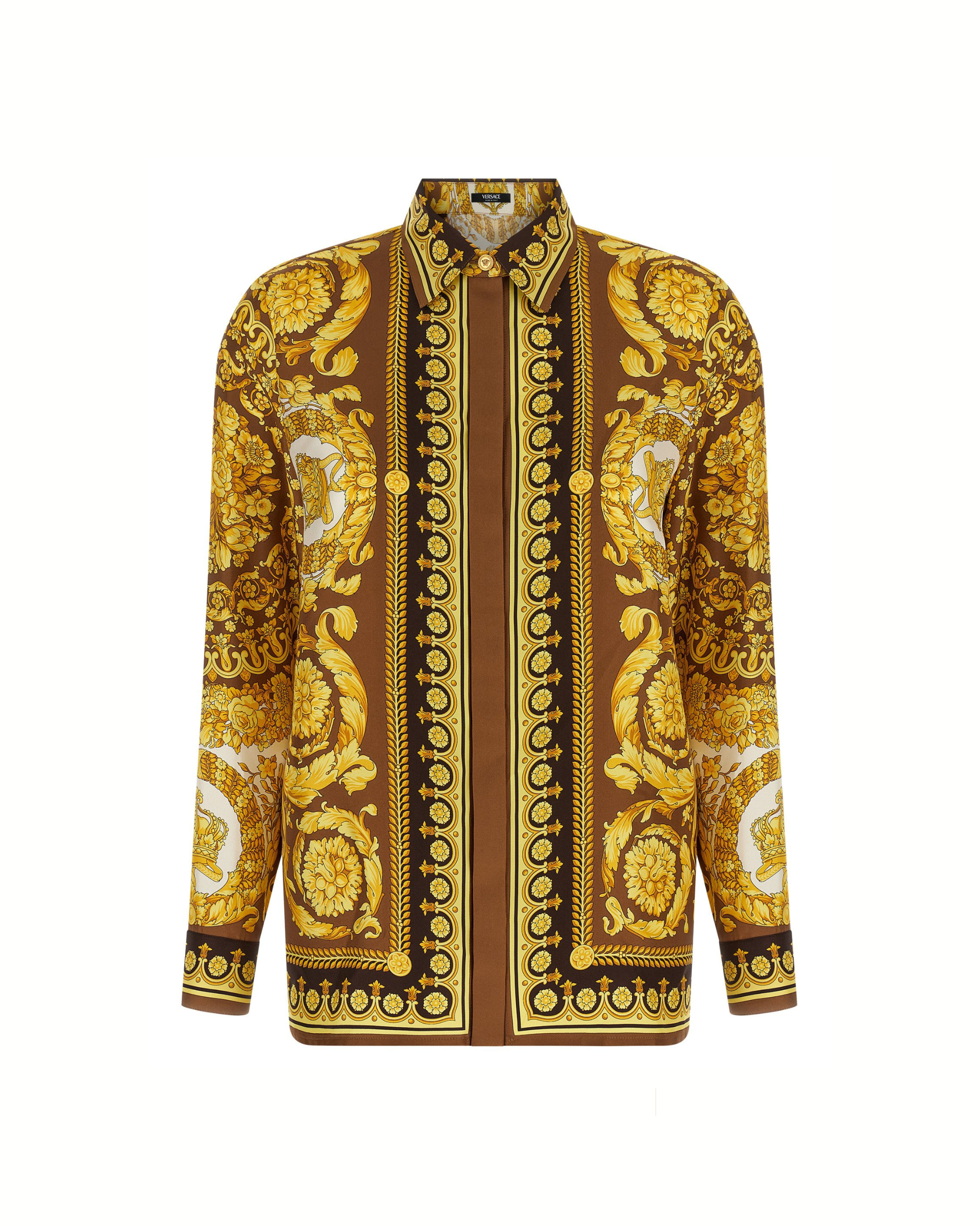 Versace – Barocco Silk Twill Shirt Gold