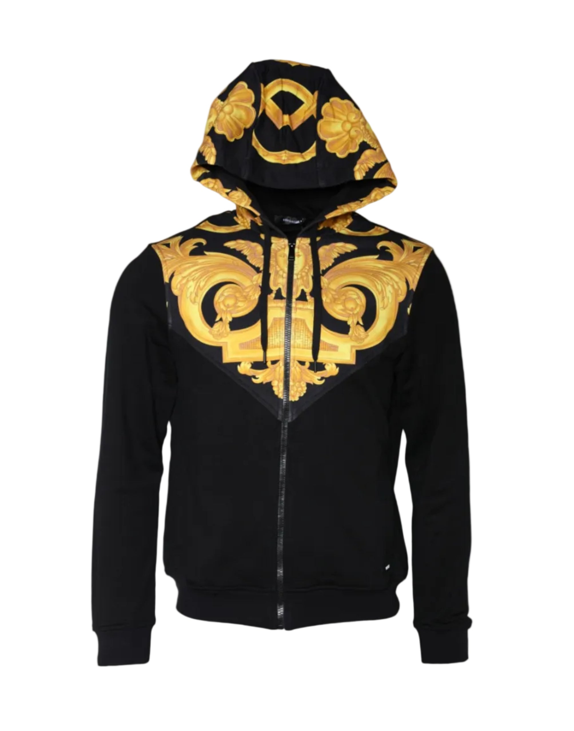 Versace – Baroque Print Full Zip Hoodie Black & Gold