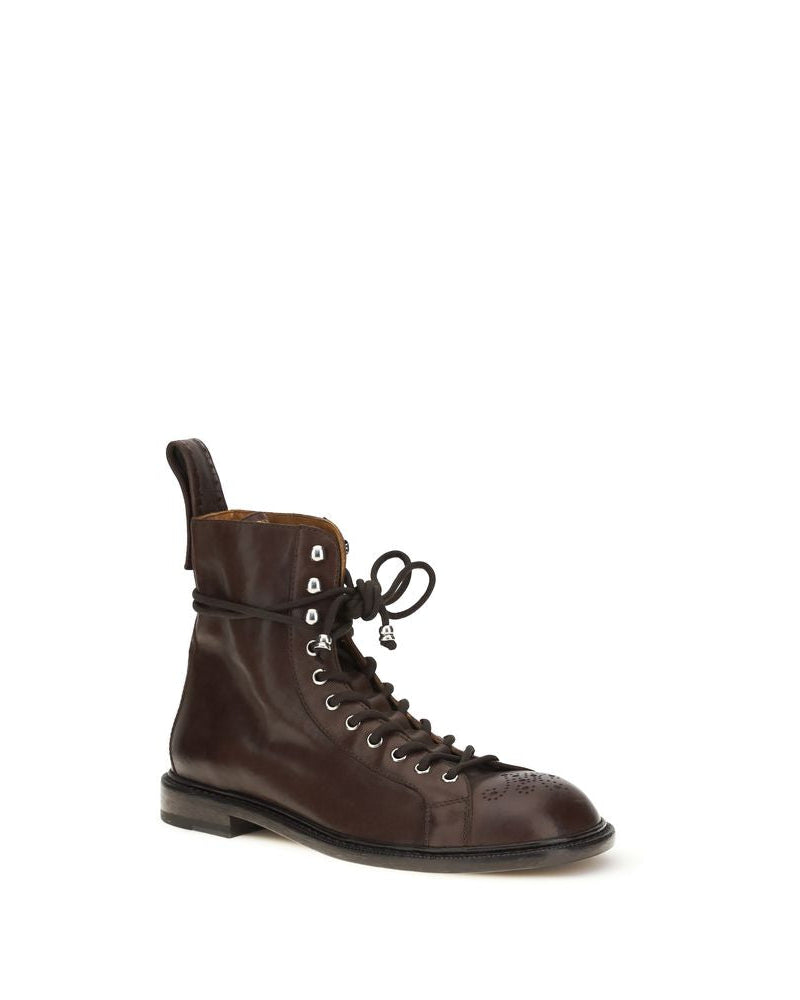 Versace – Billy Leather Ankle Boots Brown