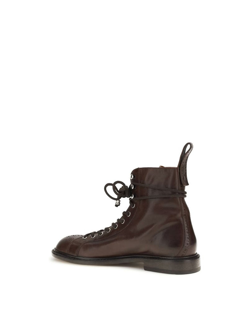Versace – Billy Leather Ankle Boots Brown