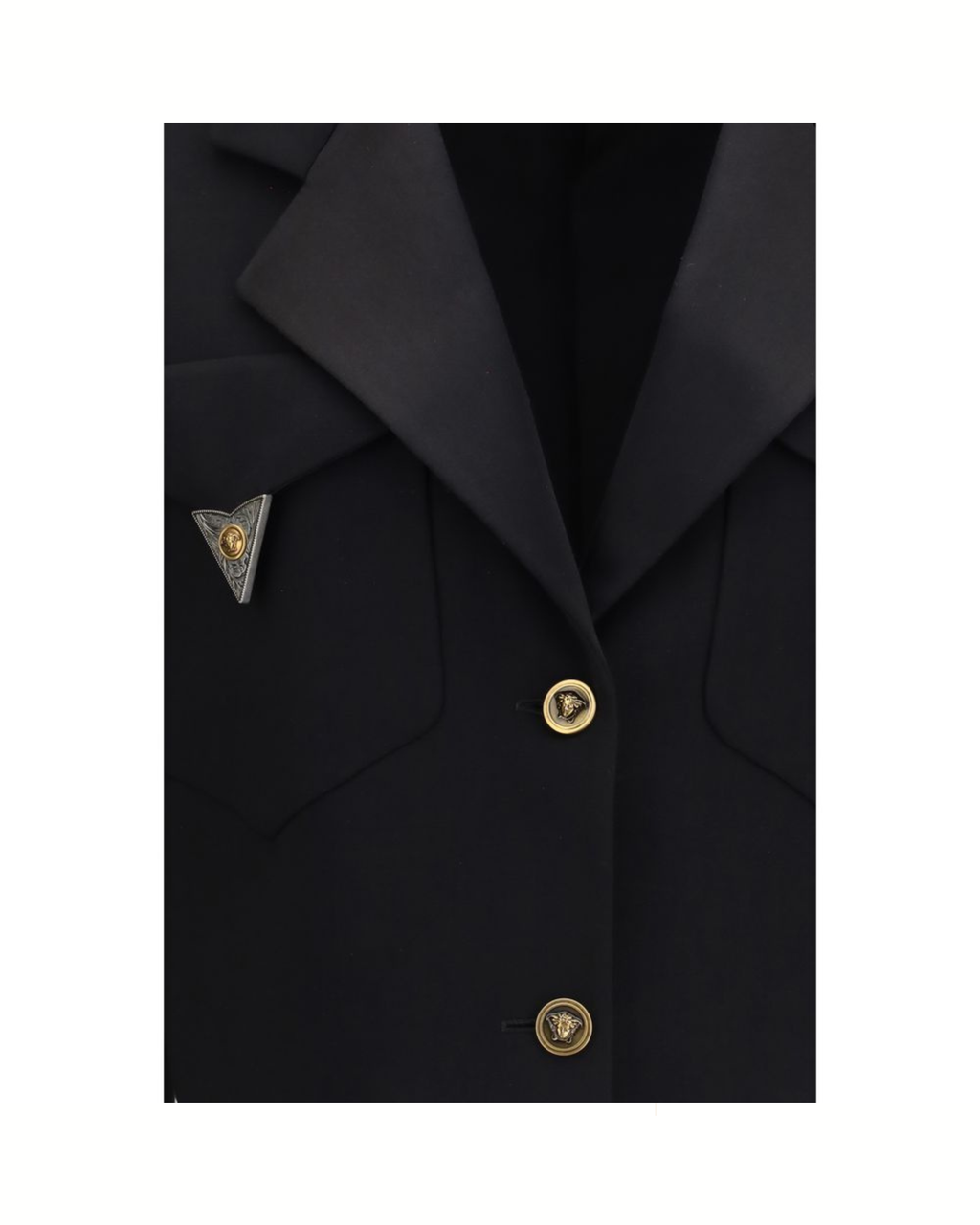 Versace – Blazer Crop in Lana Merino con Dettagli Medusa