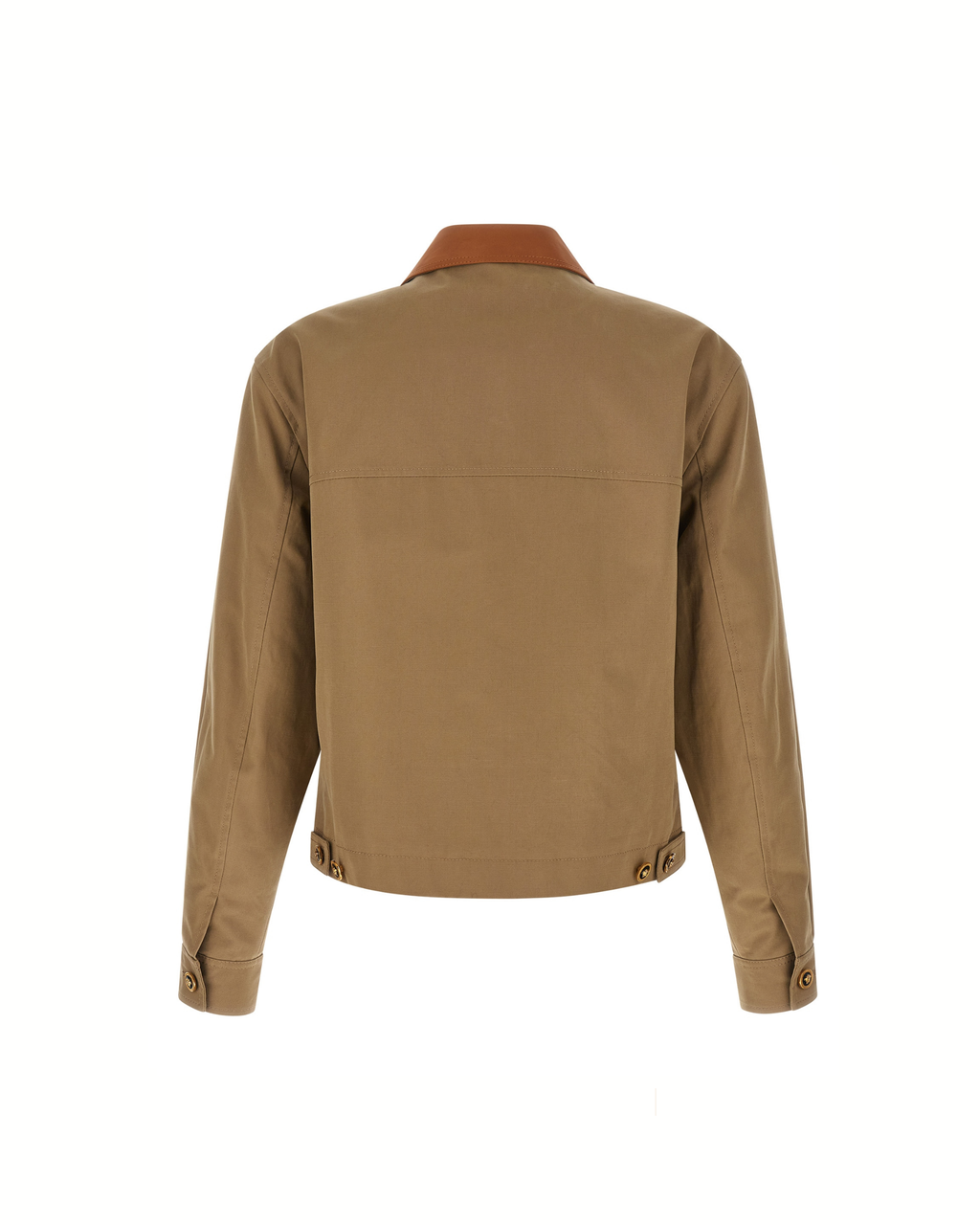 Versace – Canvas Jacket with Leather Collar