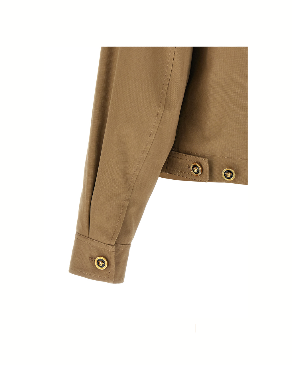Versace – Canvas Jacket with Leather Collar