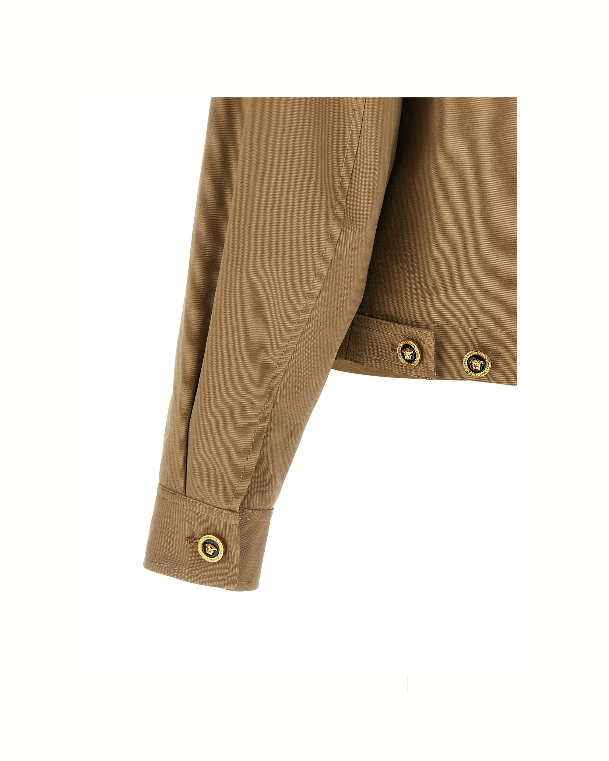 Versace – Canvas Jacket with Leather Collar