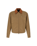 Versace – Canvas Jacket with Leather Collar