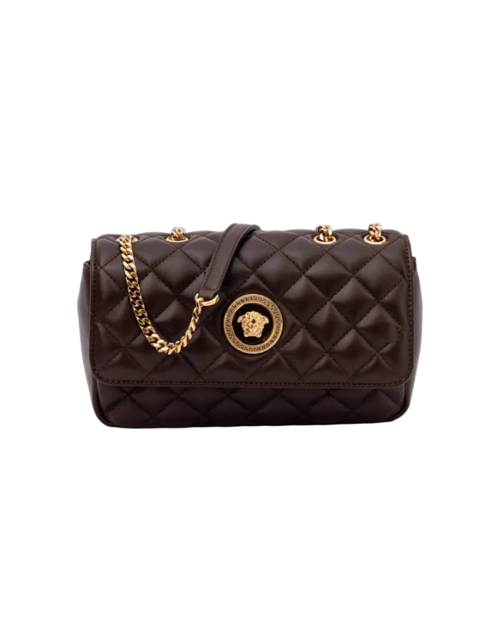 Versace – Quilted Lambskin Chain Shoulder Bag Brown Medusa