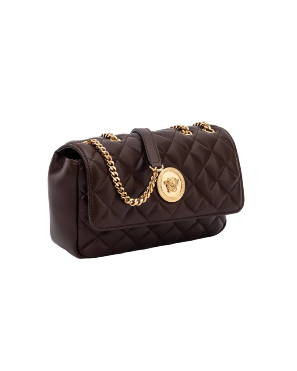 Versace – Quilted Lambskin Chain Shoulder Bag Brown Medusa