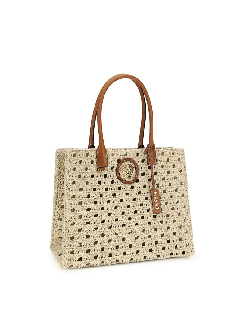 Versace – Crochet Tote Bag with Medusa Plaque