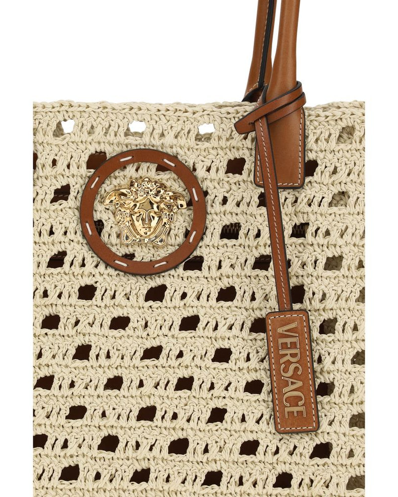Versace – Crochet Tote Bag with Medusa Plaque