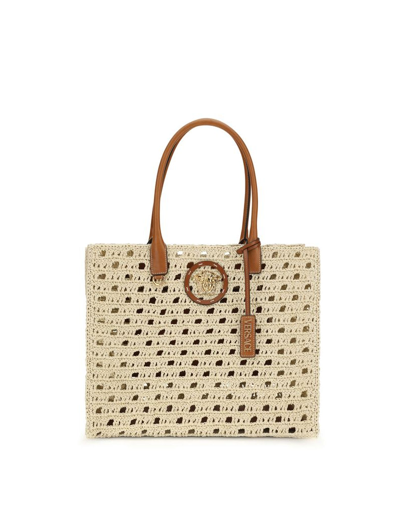 Versace – Crochet Tote Bag with Medusa Plaque