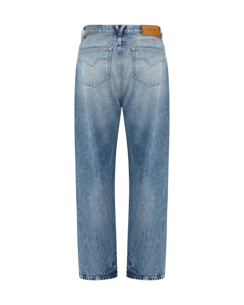 Versace – Distressed Light Stone Wash Jeans with Medusa Biggie Detail