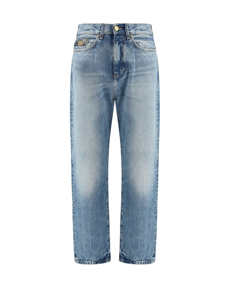 Versace – Distressed Light Stone Wash Jeans with Medusa Biggie Detail