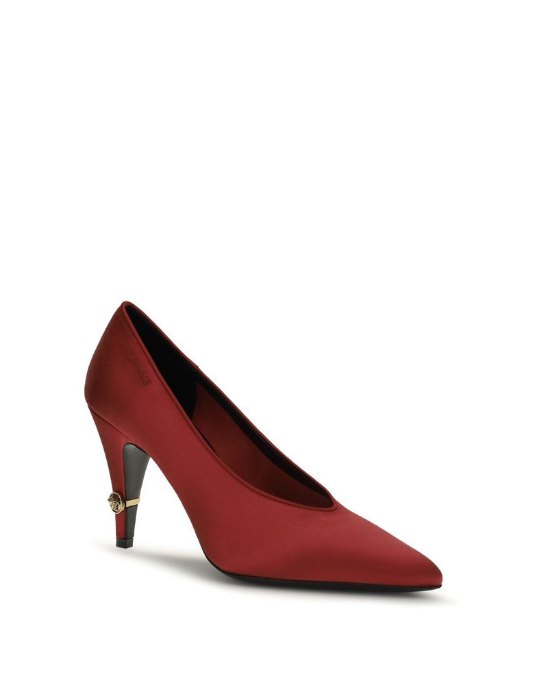 Versace – Gianni Satin Pumps with Medusa Detail Red
