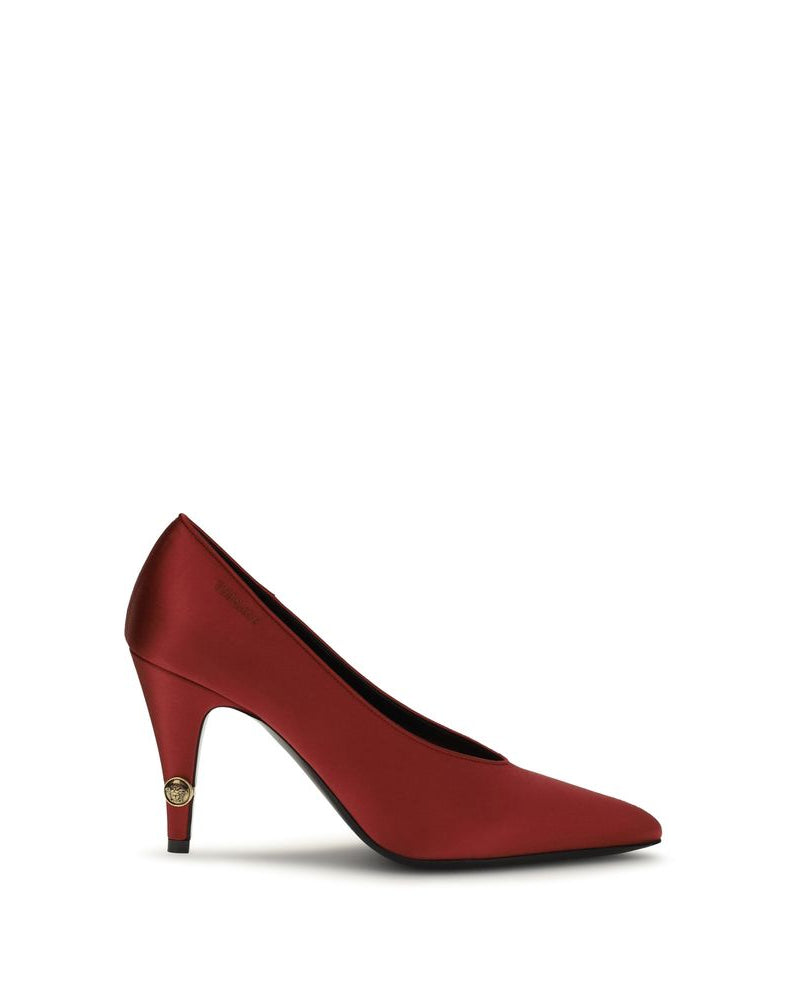 Versace – Gianni Satin Pumps with Medusa Detail Red