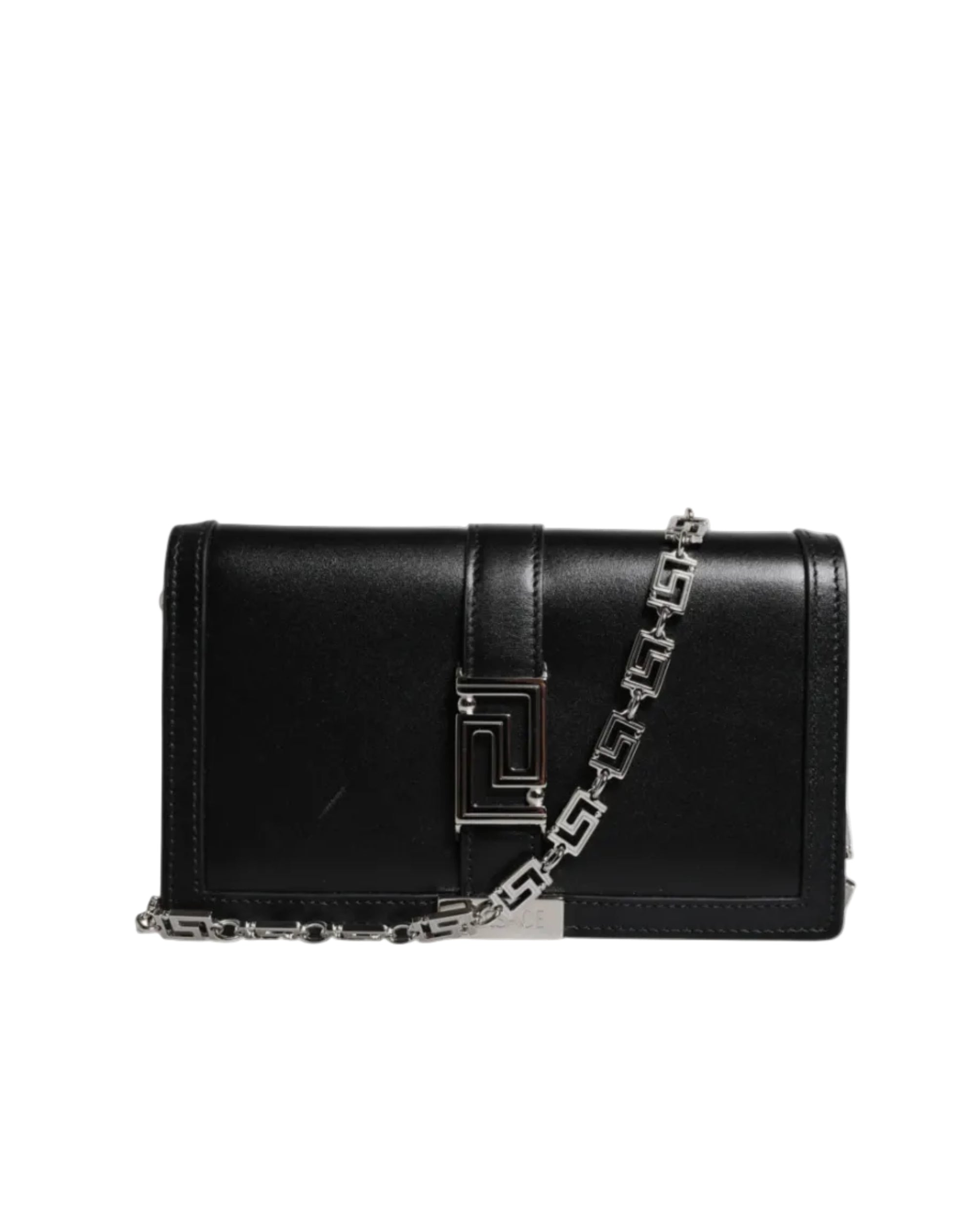 Versace – Greca Chain Leather Crossbody Bag Black