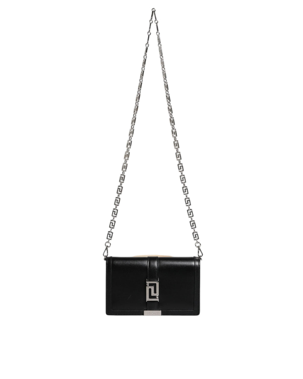 Versace – Greca Chain Leather Crossbody Bag Black