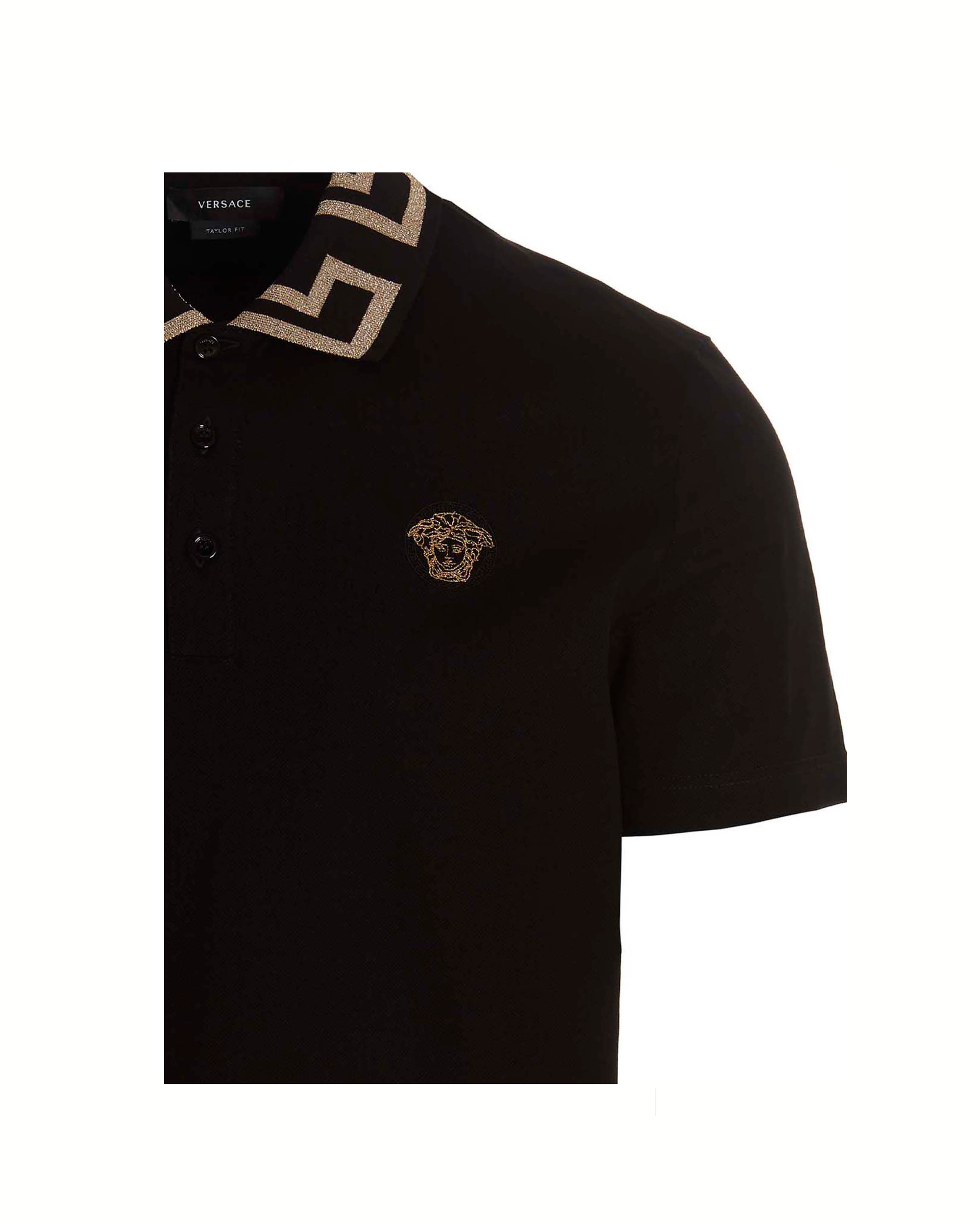 Versace – Greca Collar Polo Shirt Black