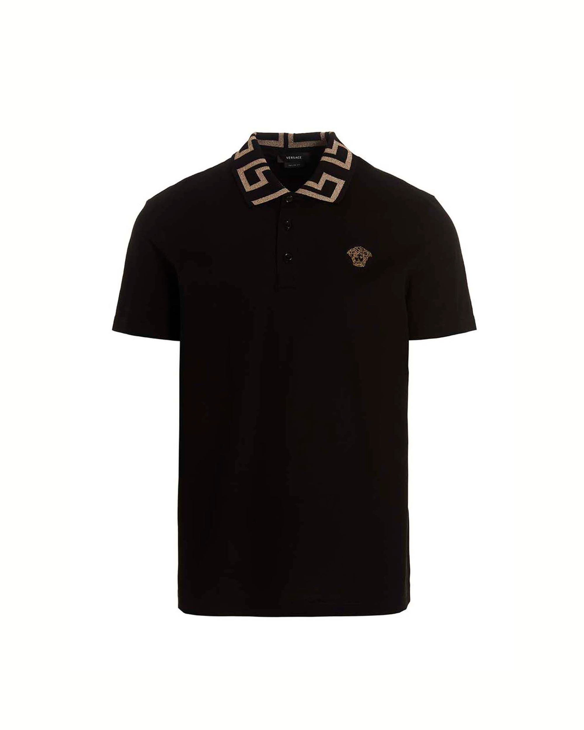 Versace – Greca Collar Polo Shirt Black