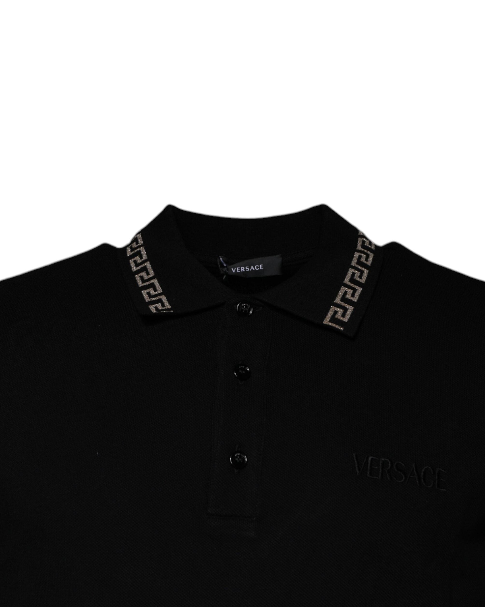 Versace – Greca Collar Polo Shirt Black