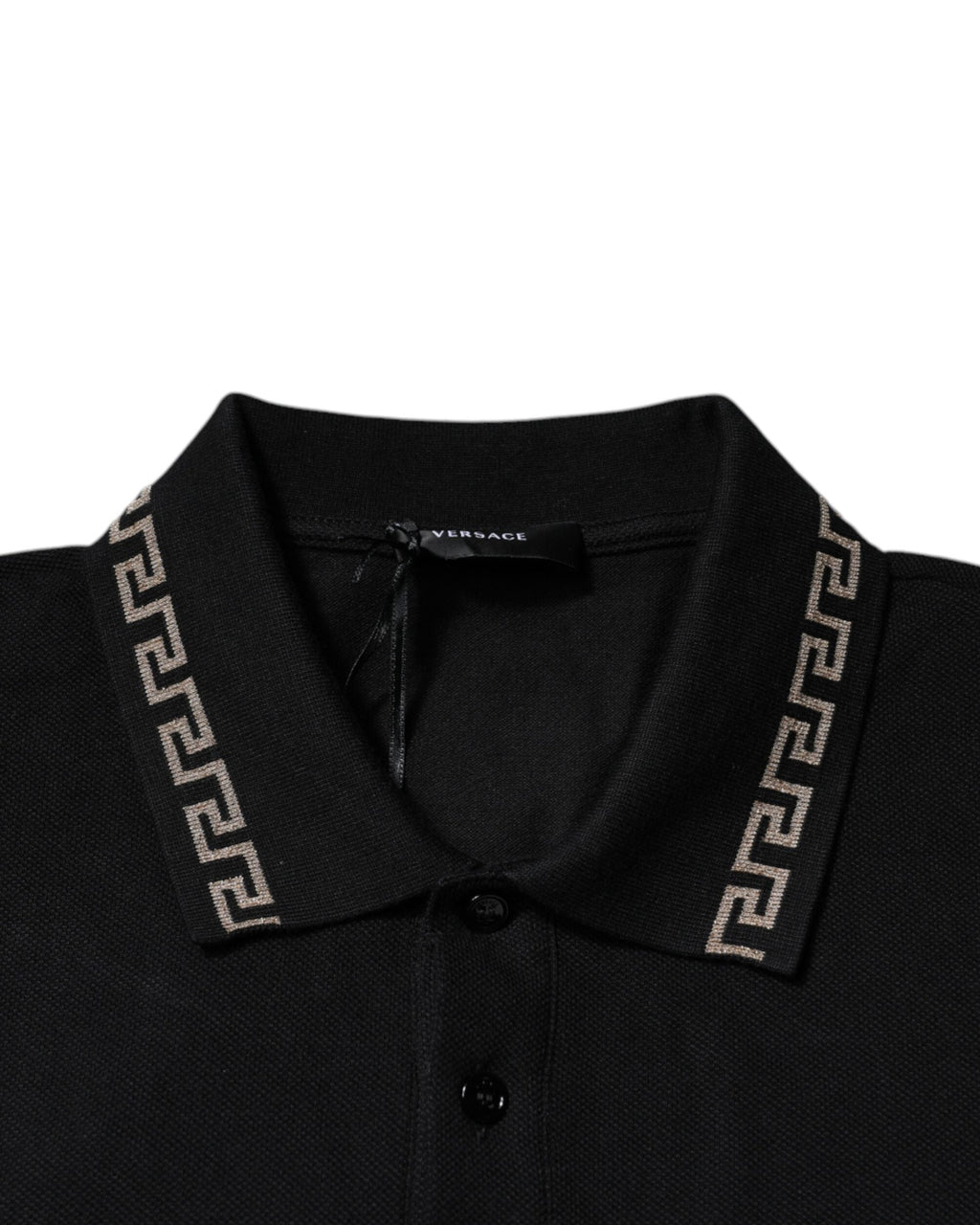 Versace – Greca Collar Polo Shirt Black