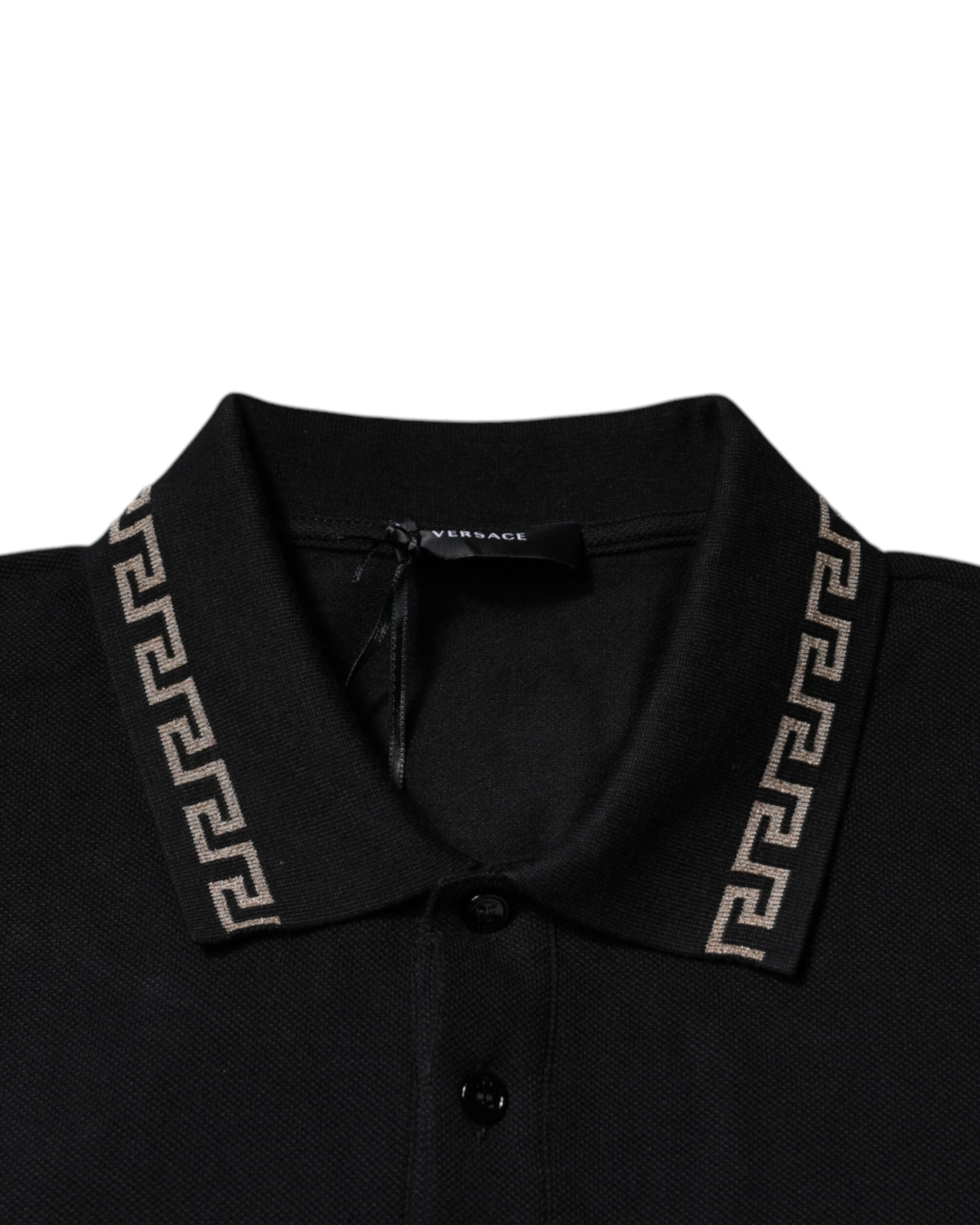 Versace – Greca Collar Polo Shirt Black