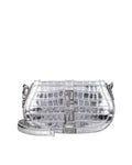 Versace – Greca Croc-Effect Shoulder Bag Silver