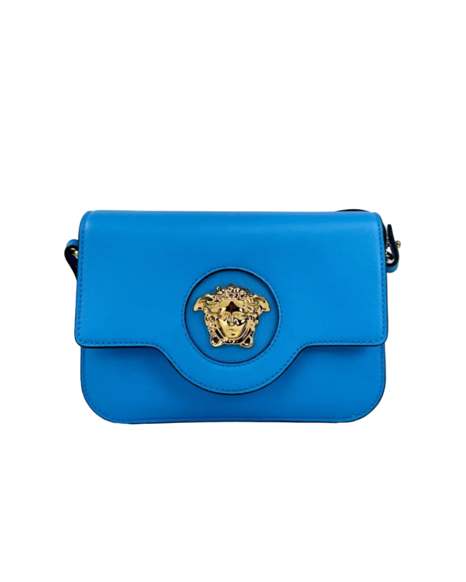 Versace – La Medusa Leather Shoulder Bag Blue