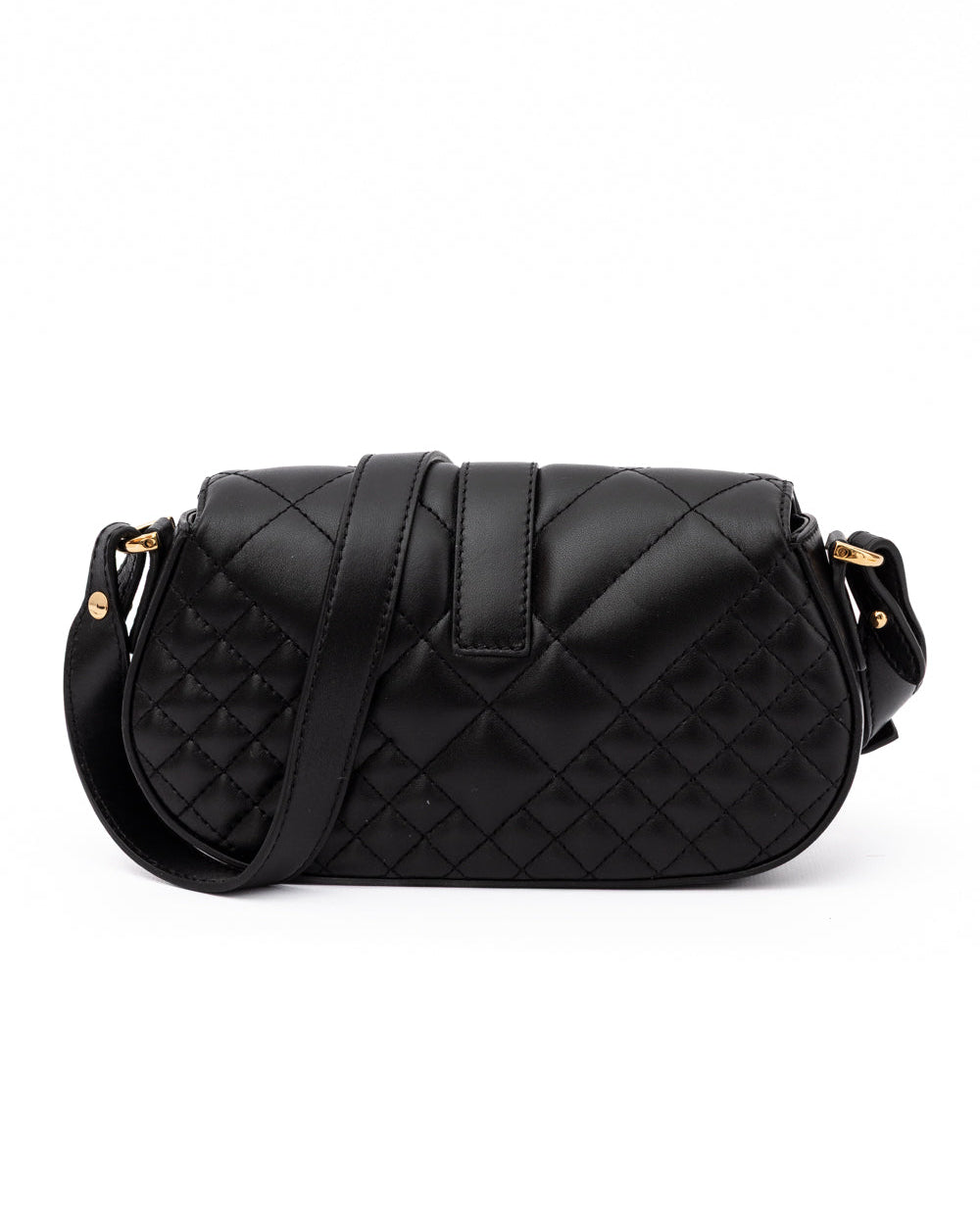 Versace – Quilted Lambskin Shoulder Bag Black with Crystal Greca Hardware