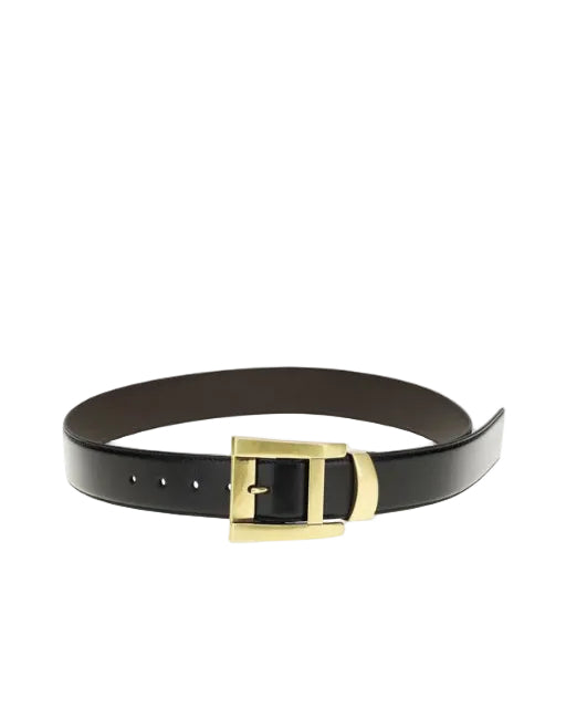 Versace – Leather Belt with Gold Buckle Black